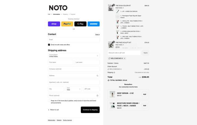 Noto Botanics checkout page showing Noto Botanics promo code box | Screenshot taken by SimplyCodes community member on Sep 12, 2025