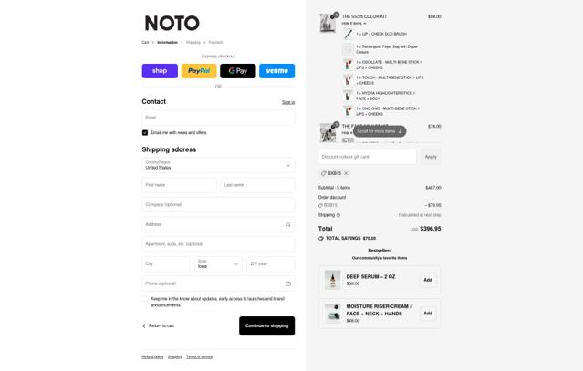 Noto Botanics checkout page showing Noto Botanics promo code box | Screenshot taken by SimplyCodes community member on Sep 12, 2025
