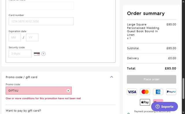 Not On The High Street checkout page showing Not On The High Street discount code box | Screenshot taken by SimplyCodes community member on Aug 25, 2025