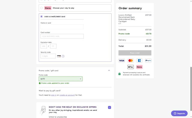Not On The High Street checkout page showing Not On The High Street discount code box | Screenshot taken by SimplyCodes community member on May 12, 2025