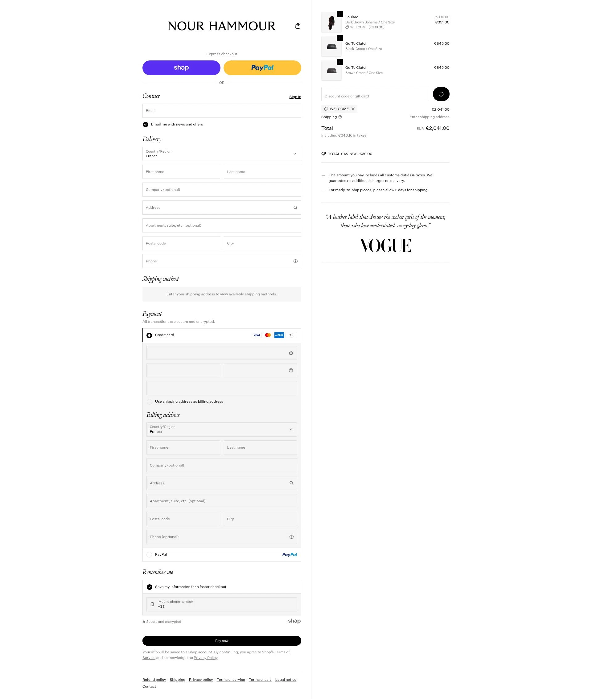 Nour Hammour checkout page showing Nour Hammour discount code box | Screenshot taken by SimplyCodes community member on Jan 27, 2026