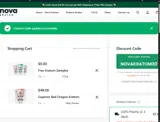 Nova Kratom coupon verification screenshot