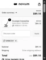 Novium US coupon verification screenshot