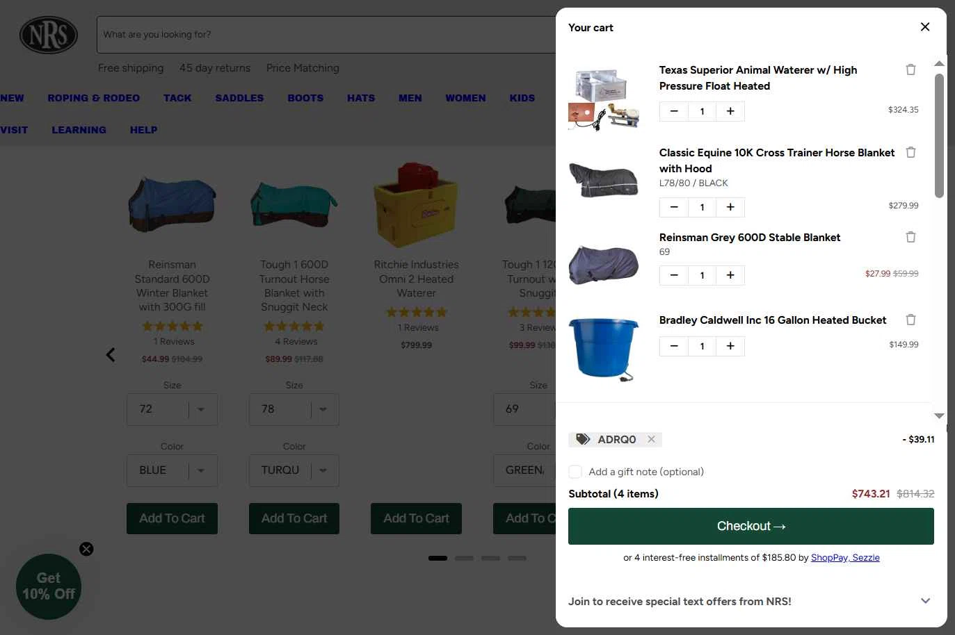 NRS World checkout page showing NRS World discount code box | Screenshot taken by SimplyCodes community member on Jan 28, 2026