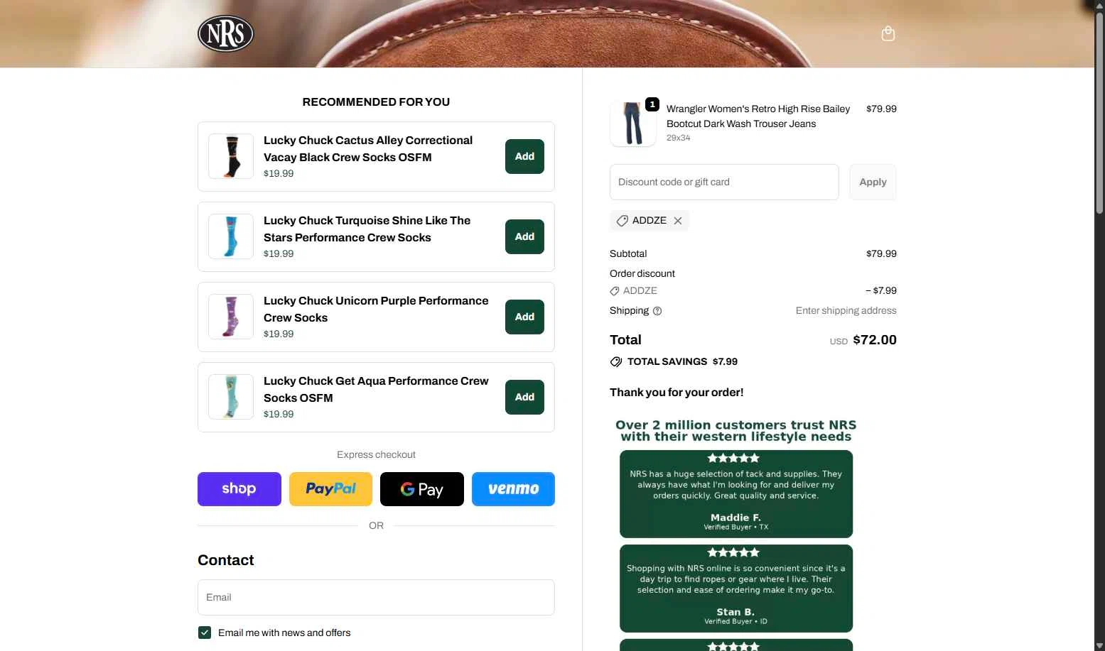 NRS World checkout page showing NRS World discount code box | Screenshot taken by SimplyCodes community member on Jan 30, 2026