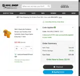 NHLWELCOME10 coupon verification screenshot