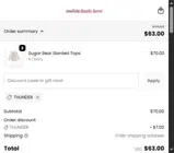 THUNDER coupon verification screenshot