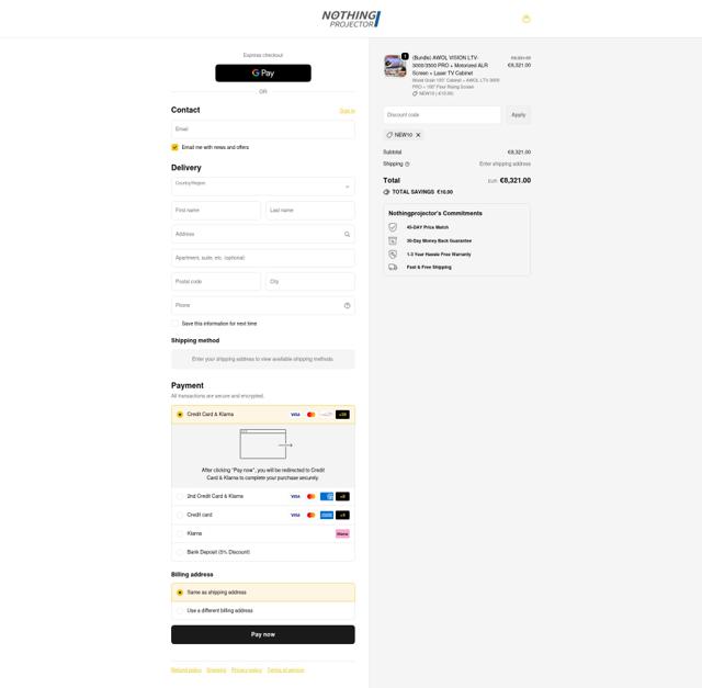 Nothingprojector checkout page showing Nothingprojector promo code box | Screenshot taken by SimplyCodes community member on Sep 21, 2025