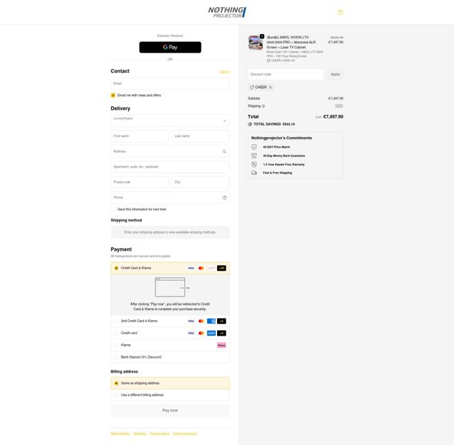 Nothingprojector checkout page showing Nothingprojector promo code box | Screenshot taken by SimplyCodes community member on Sep 21, 2025
