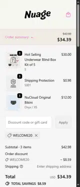 Nuage Soft Wear coupon verification screenshot