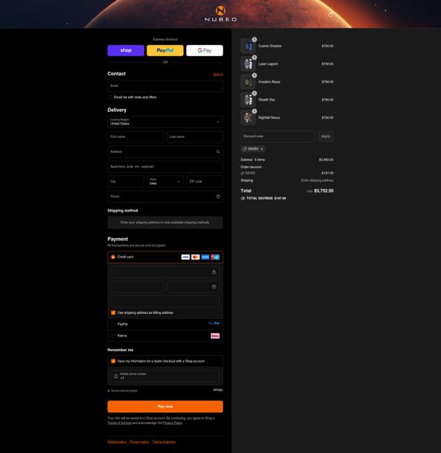 Nubeo checkout page showing Nubeo discount code box | Screenshot taken by SimplyCodes community member on Sep 11, 2025