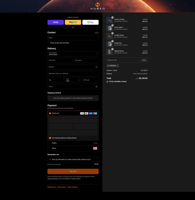 Nubeo checkout page showing Nubeo discount code box | Screenshot taken by SimplyCodes community member on Sep 7, 2025