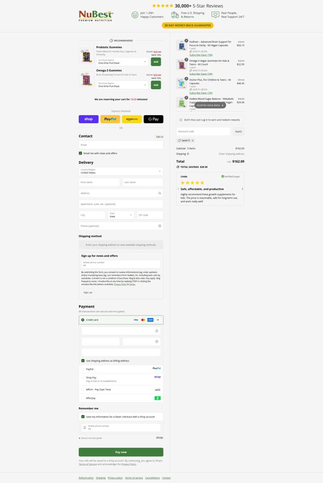 NuBest checkout page showing NuBest coupon code box | Screenshot taken by SimplyCodes community member on Sep 11, 2025