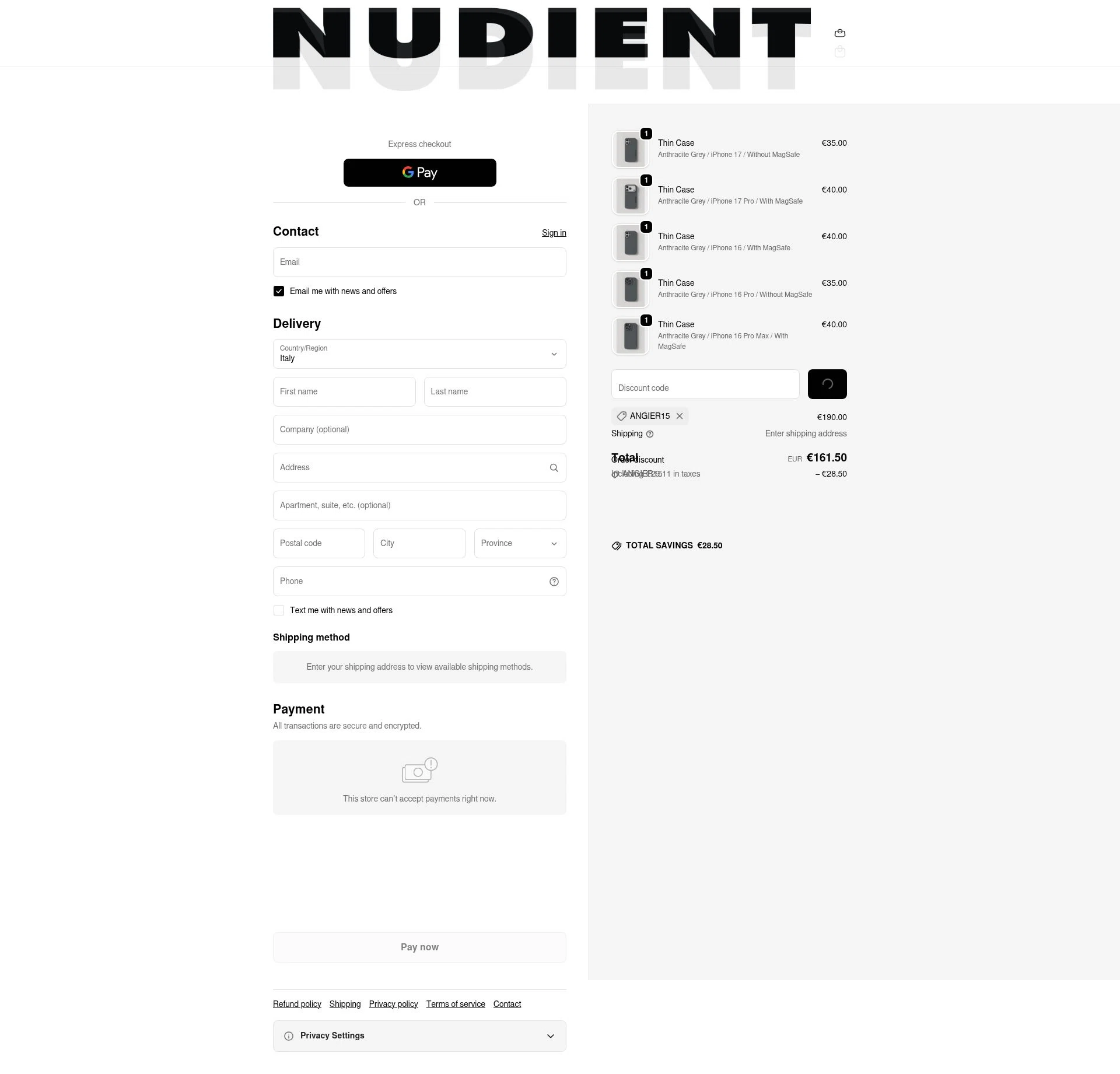 Nudient checkout page showing Nudient discount code box | Screenshot taken by SimplyCodes community member on Feb 13, 2026