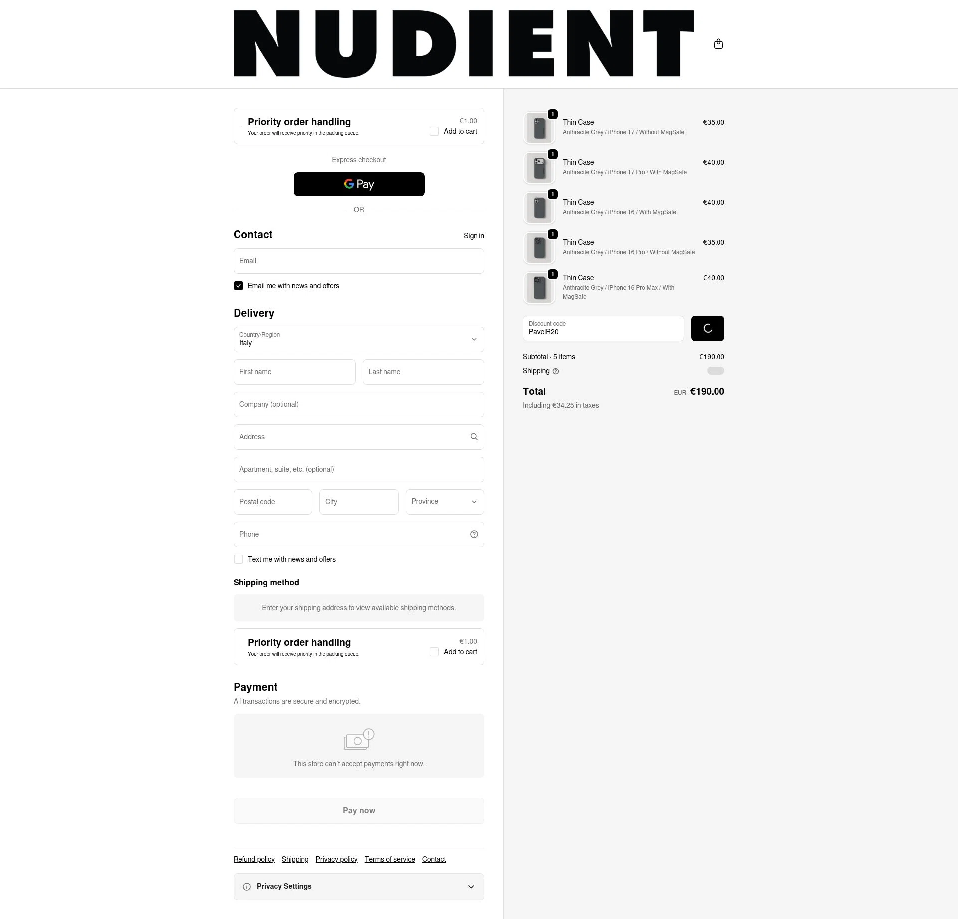 Nudient checkout page showing Nudient discount code box | Screenshot taken by SimplyCodes community member on Feb 11, 2026