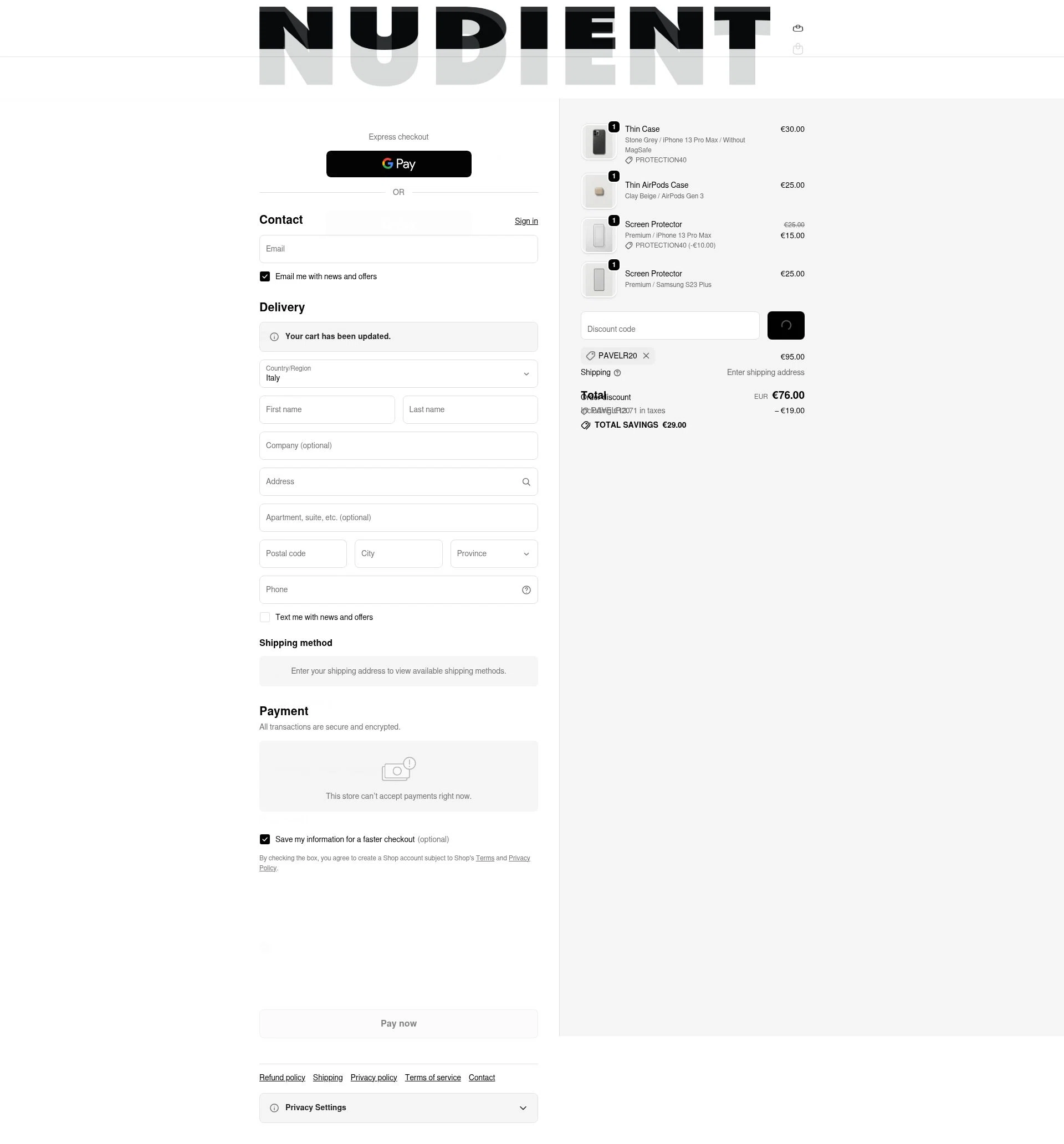 Nudient checkout page showing Nudient discount code box | Screenshot taken by SimplyCodes community member on Feb 8, 2026