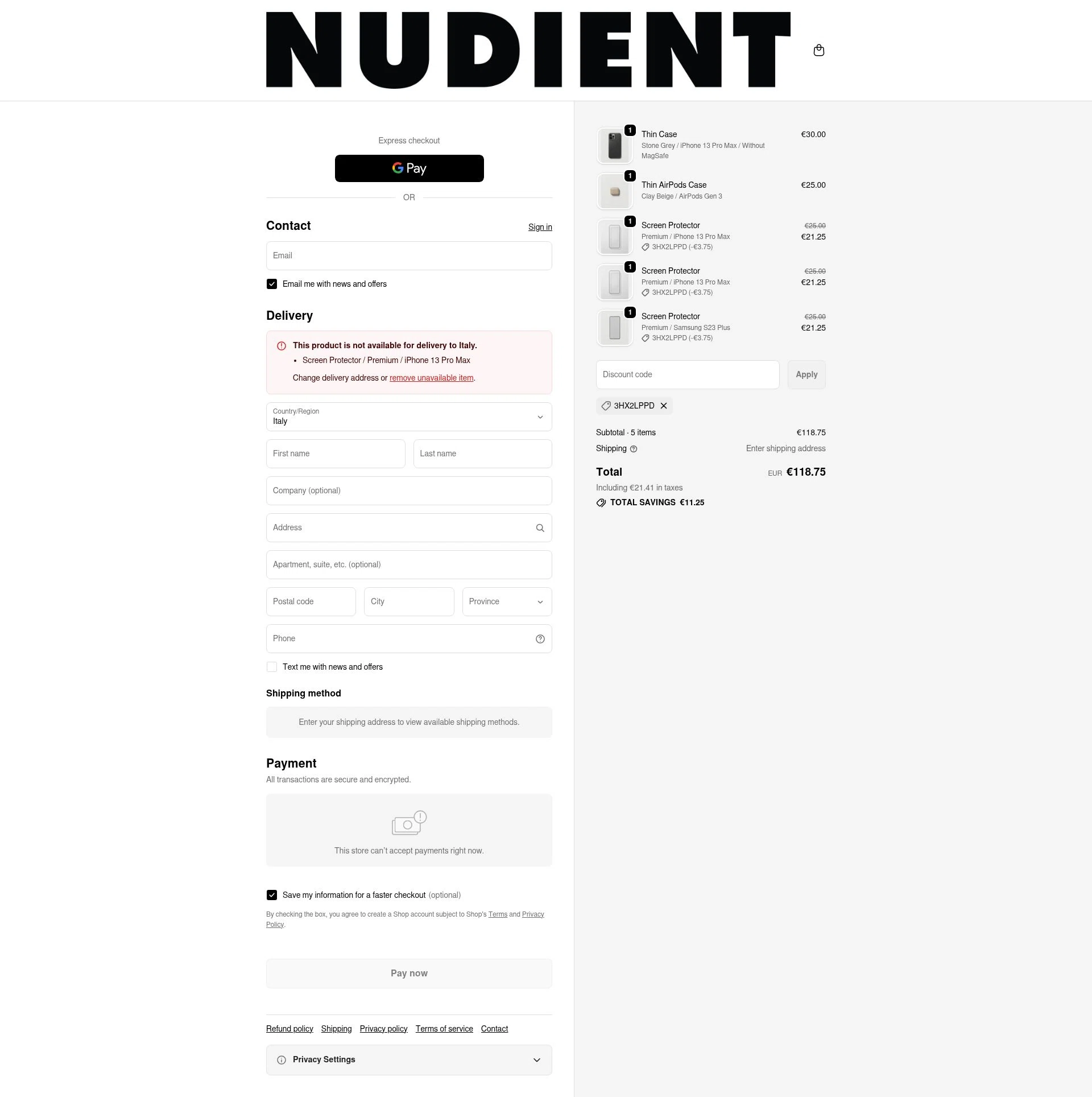 Nudient checkout page showing Nudient discount code box | Screenshot taken by SimplyCodes community member on Feb 5, 2026