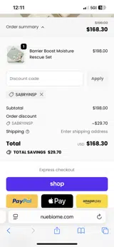SABRYINSP coupon verification screenshot