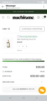 Blonde25 coupon verification screenshot