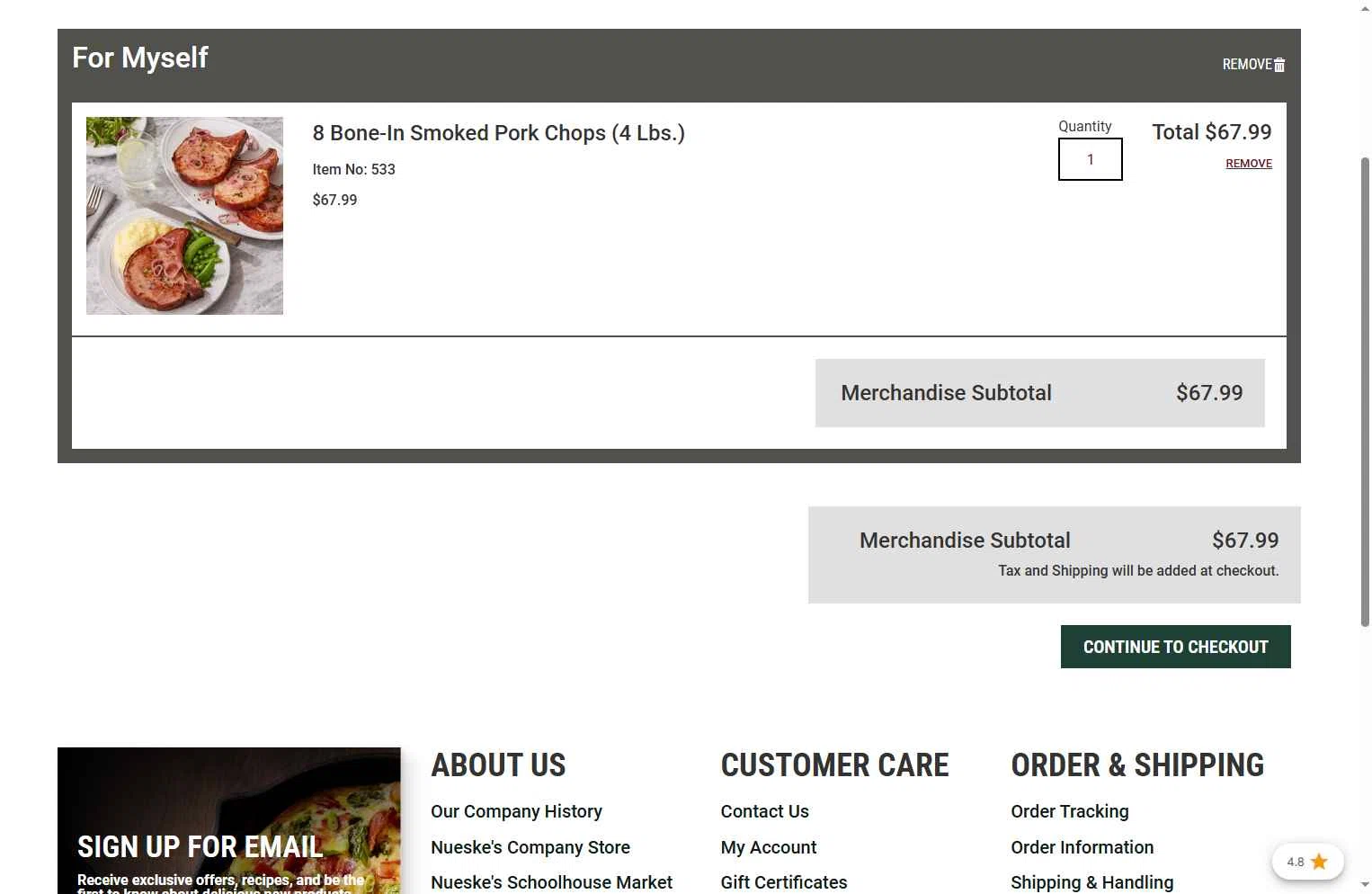 Nueske's checkout page showing Nueske's discount code box | Screenshot taken by SimplyCodes community member on Jan 6, 2026