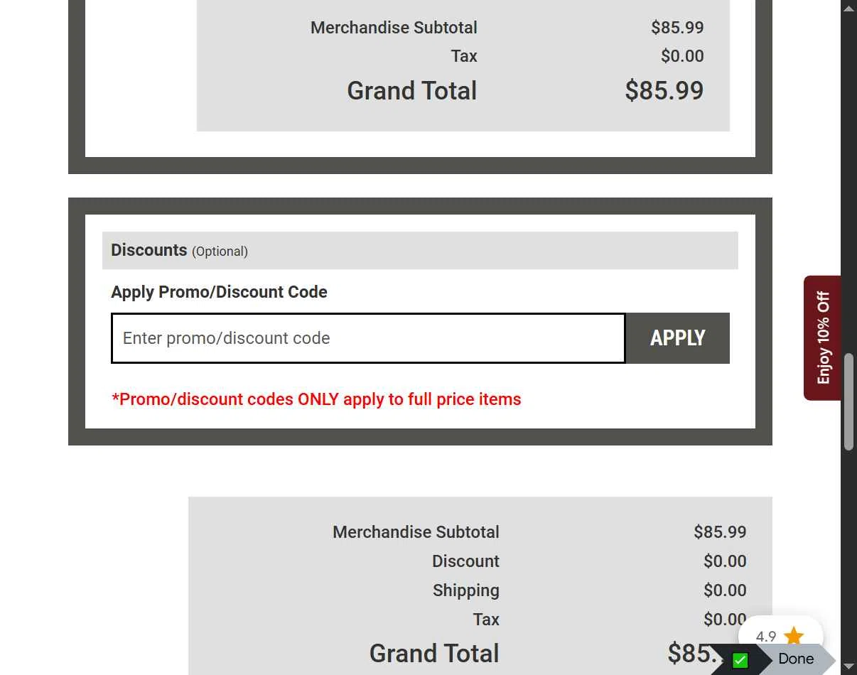 Nueske's checkout page showing Nueske's discount code box | Screenshot taken by SimplyCodes community member on Dec 20, 2025