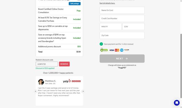 NuggMD checkout page showing NuggMD promo code box | Screenshot taken by SimplyCodes community member on Sep 9, 2025