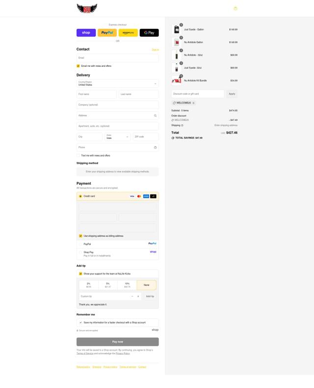 NuLife Kicks checkout page showing NuLife Kicks promo code box | Screenshot taken by SimplyCodes community member on Sep 14, 2025