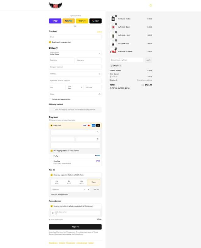 NuLife Kicks checkout page showing NuLife Kicks promo code box | Screenshot taken by SimplyCodes community member on Sep 14, 2025
