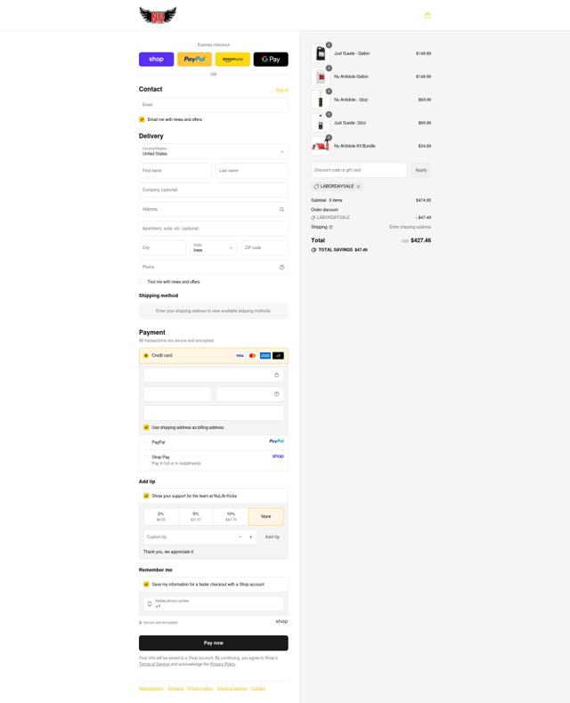 NuLife Kicks checkout page showing NuLife Kicks promo code box | Screenshot taken by SimplyCodes community member on Sep 14, 2025