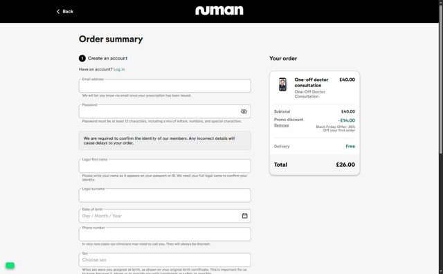 Numan checkout page showing Numan discount code box | Screenshot taken by SimplyCodes community member on Jul 23, 2025