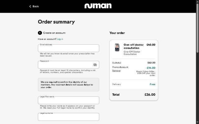Numan checkout page showing Numan discount code box | Screenshot taken by SimplyCodes community member on Jul 23, 2025