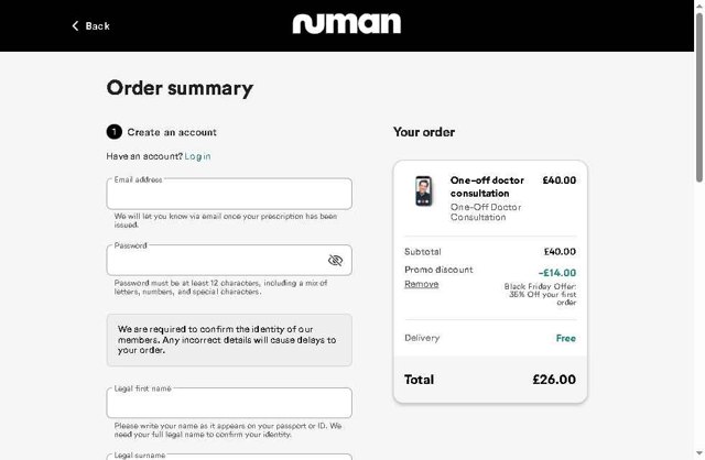 Numan checkout page showing Numan discount code box | Screenshot taken by SimplyCodes community member on Jul 23, 2025