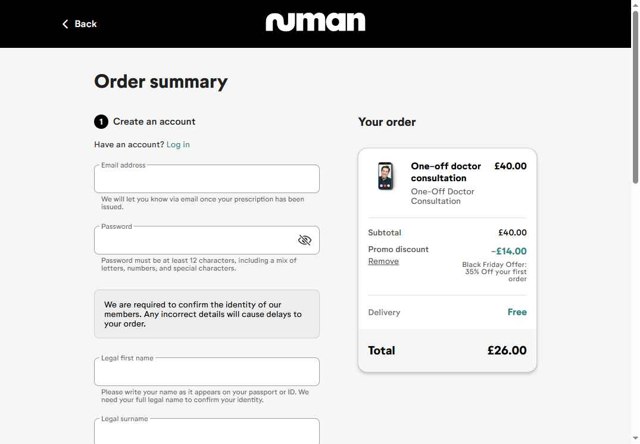 Numan checkout page showing Numan discount code box | Screenshot taken by SimplyCodes community member on Jul 23, 2025