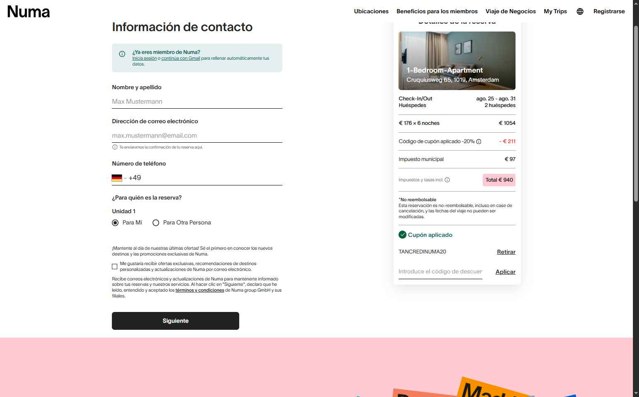Numa Stays checkout page showing Numa Stays promo code box | Screenshot taken by SimplyCodes community member on Jul 23, 2025