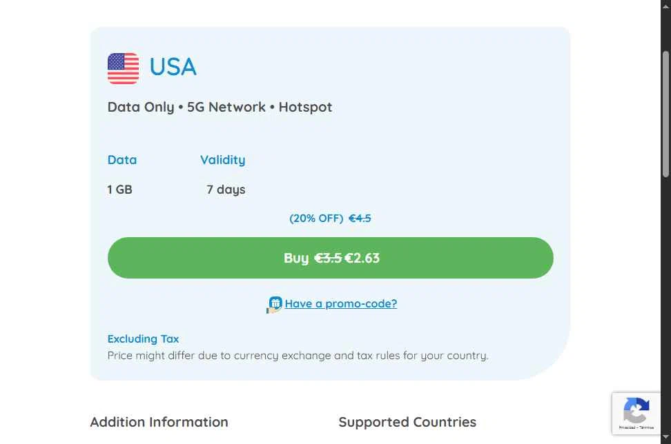 Numero eSIM checkout page showing Numero eSIM promo code box | Screenshot taken by SimplyCodes community member on Nov 18, 2025