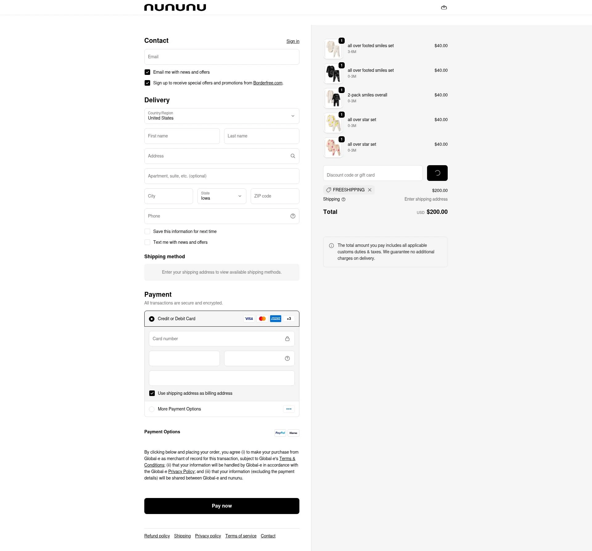 Nununu checkout page showing Nununu promo code box | Screenshot taken by SimplyCodes community member on Feb 16, 2026
