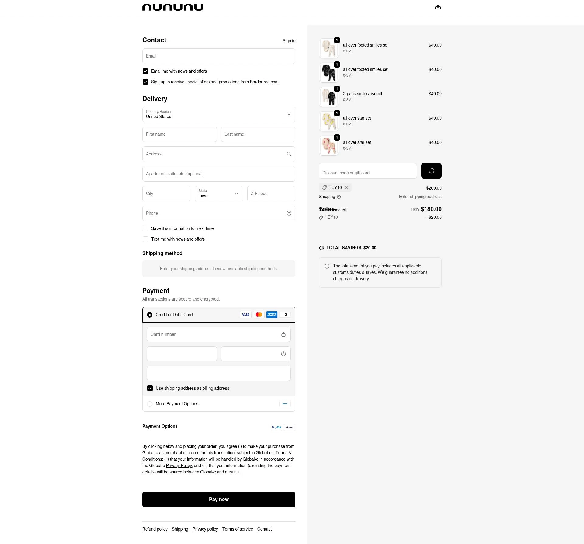Nununu checkout page showing Nununu promo code box | Screenshot taken by SimplyCodes community member on Feb 16, 2026