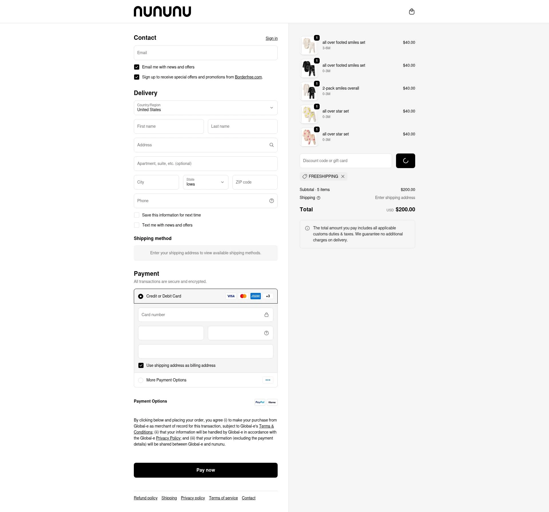 Nununu checkout page showing Nununu promo code box | Screenshot taken by SimplyCodes community member on Feb 20, 2026