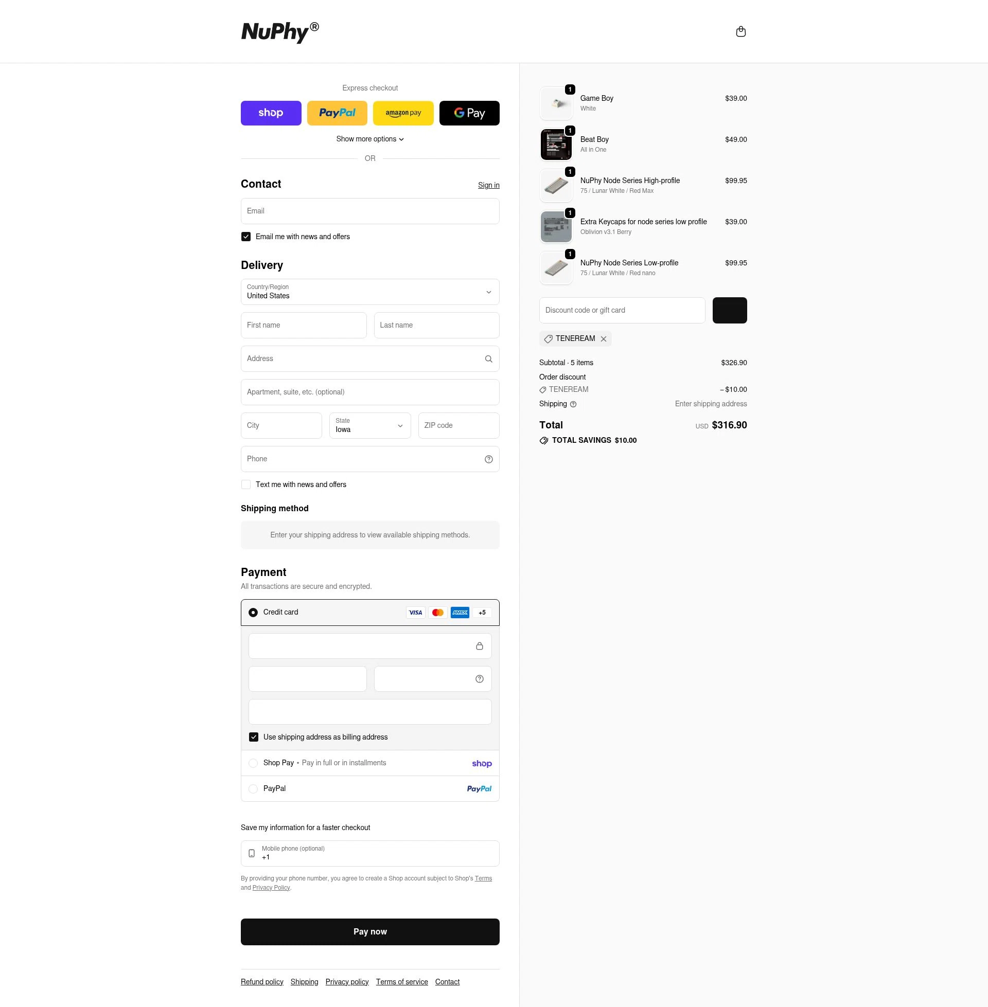 NuPhy checkout page showing NuPhy discount code box | Screenshot taken by SimplyCodes community member on Feb 13, 2026