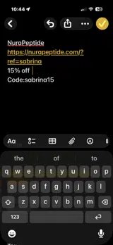 NURA Peptides coupon verification screenshot