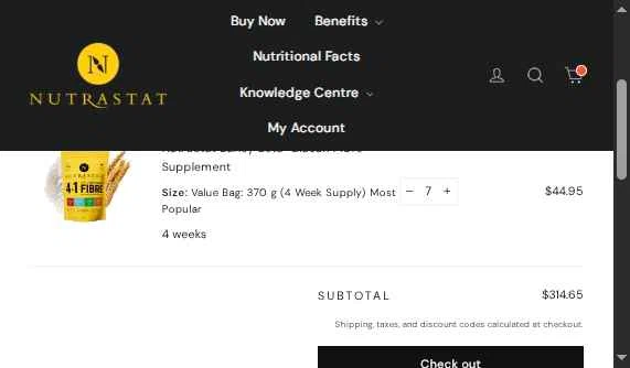 NutraStat checkout page showing NutraStat discount code box | Screenshot taken by SimplyCodes community member on Jan 18, 2026