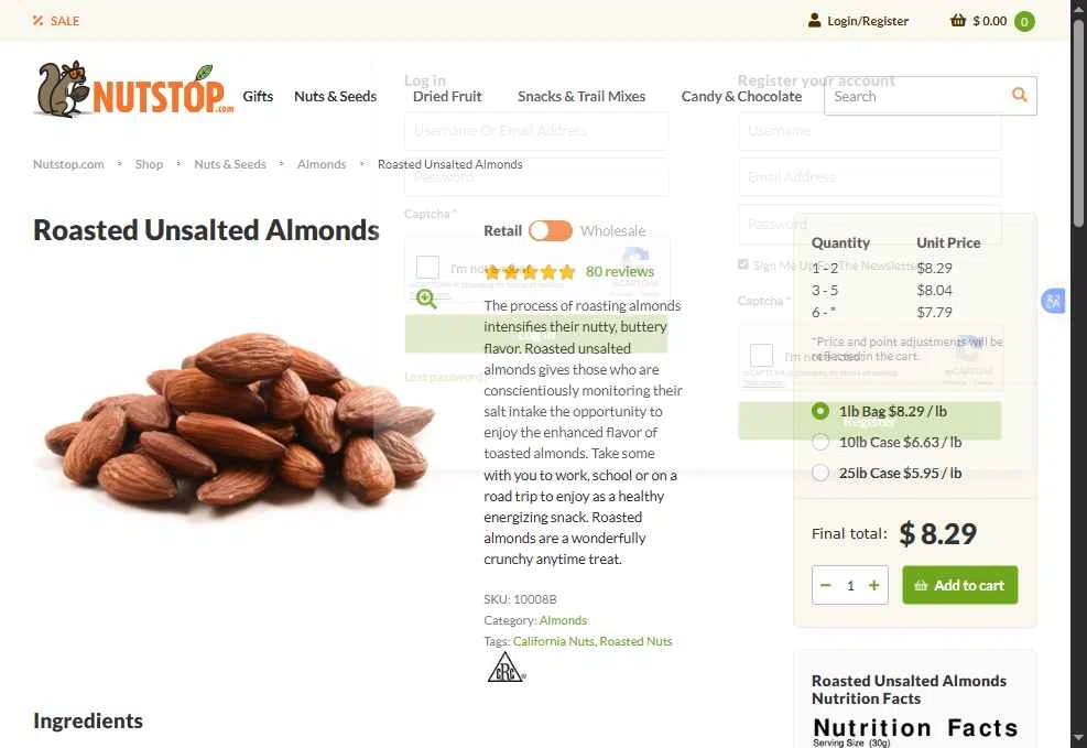 Nutstop.com checkout page showing Nutstop.com promo code box | Screenshot taken by SimplyCodes community member on Dec 29, 2025