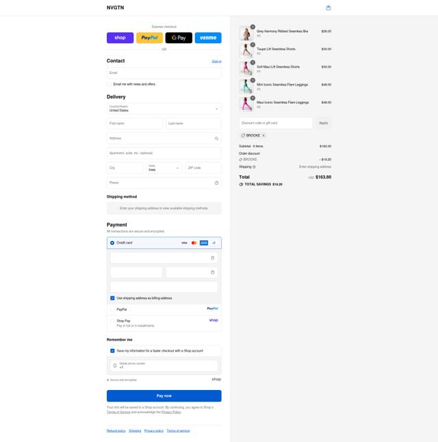 NVGTN checkout page showing NVGTN discount code box | Screenshot taken by SimplyCodes community member on Sep 13, 2025