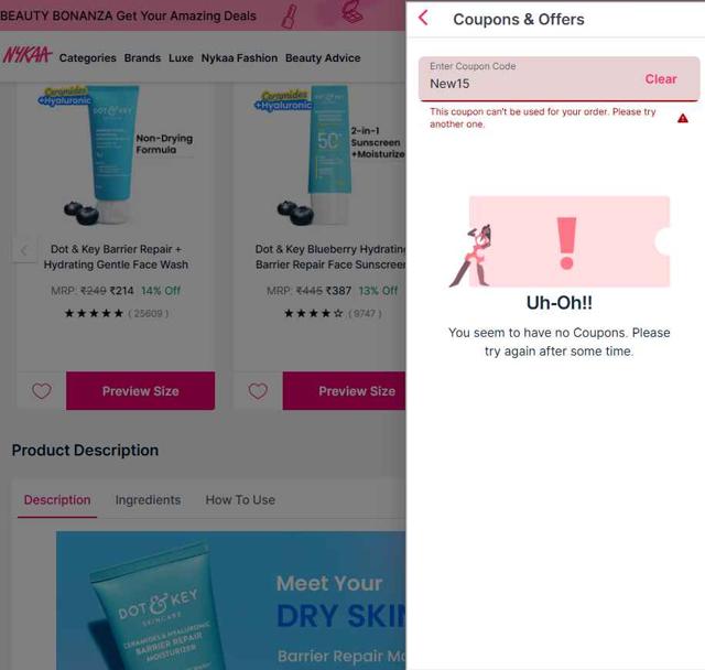 Nykaa checkout page showing Nykaa coupon code box | Screenshot taken by SimplyCodes community member on Sep 9, 2025