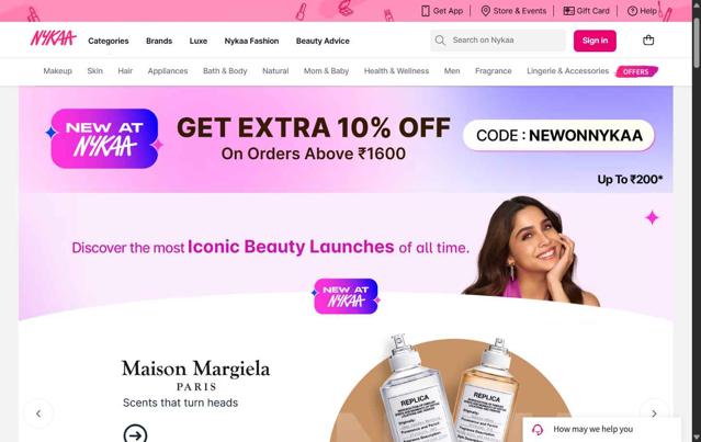Nykaa checkout page showing Nykaa coupon code box | Screenshot taken by SimplyCodes community member on Aug 21, 2025
