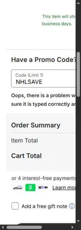 nhlsave coupon verification screenshot