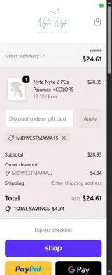 MIDWESTMAMA15 coupon verification screenshot