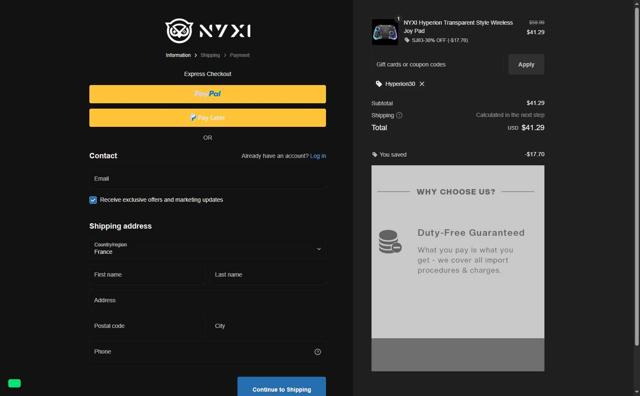 NYXI checkout page showing NYXI discount code box | Screenshot taken by SimplyCodes community member on Sep 3, 2025