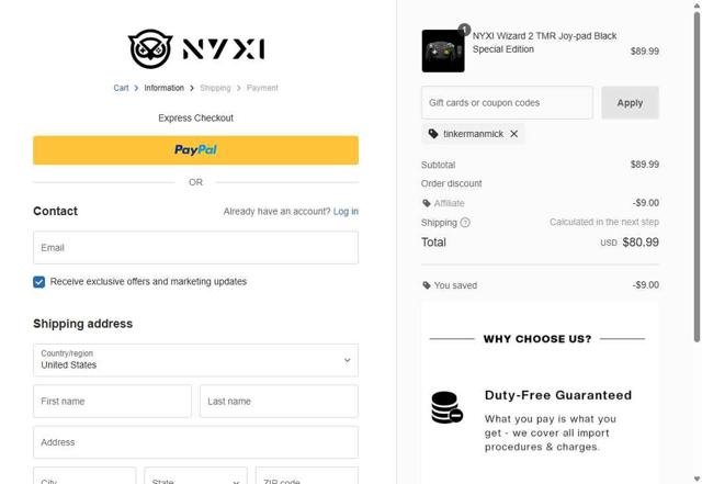 NYXI checkout page showing NYXI discount code box | Screenshot taken by SimplyCodes community member on Aug 31, 2025