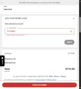 Oakley coupon verification screenshot